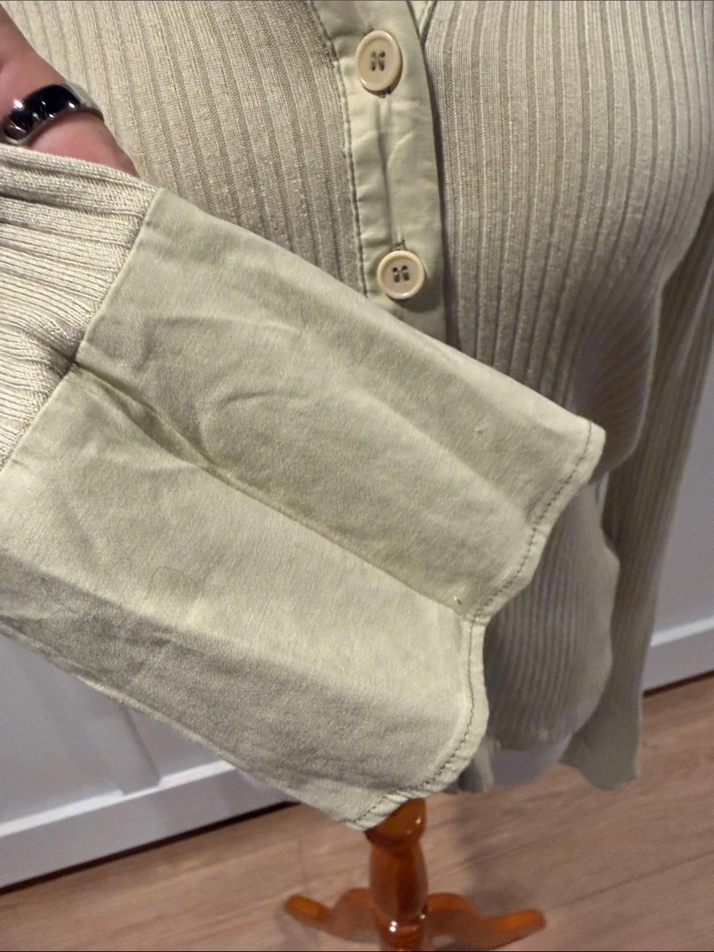 Reformation light green Button-Front Ribbed Top - Picture 4 of 8